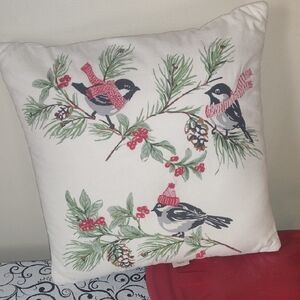 Martha Stewart Chickadee Decorative Embroidered Pillow